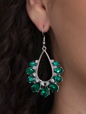Paparazzi Jewelry Accessories Two Can Play That Game - Green Earrings - Vintage